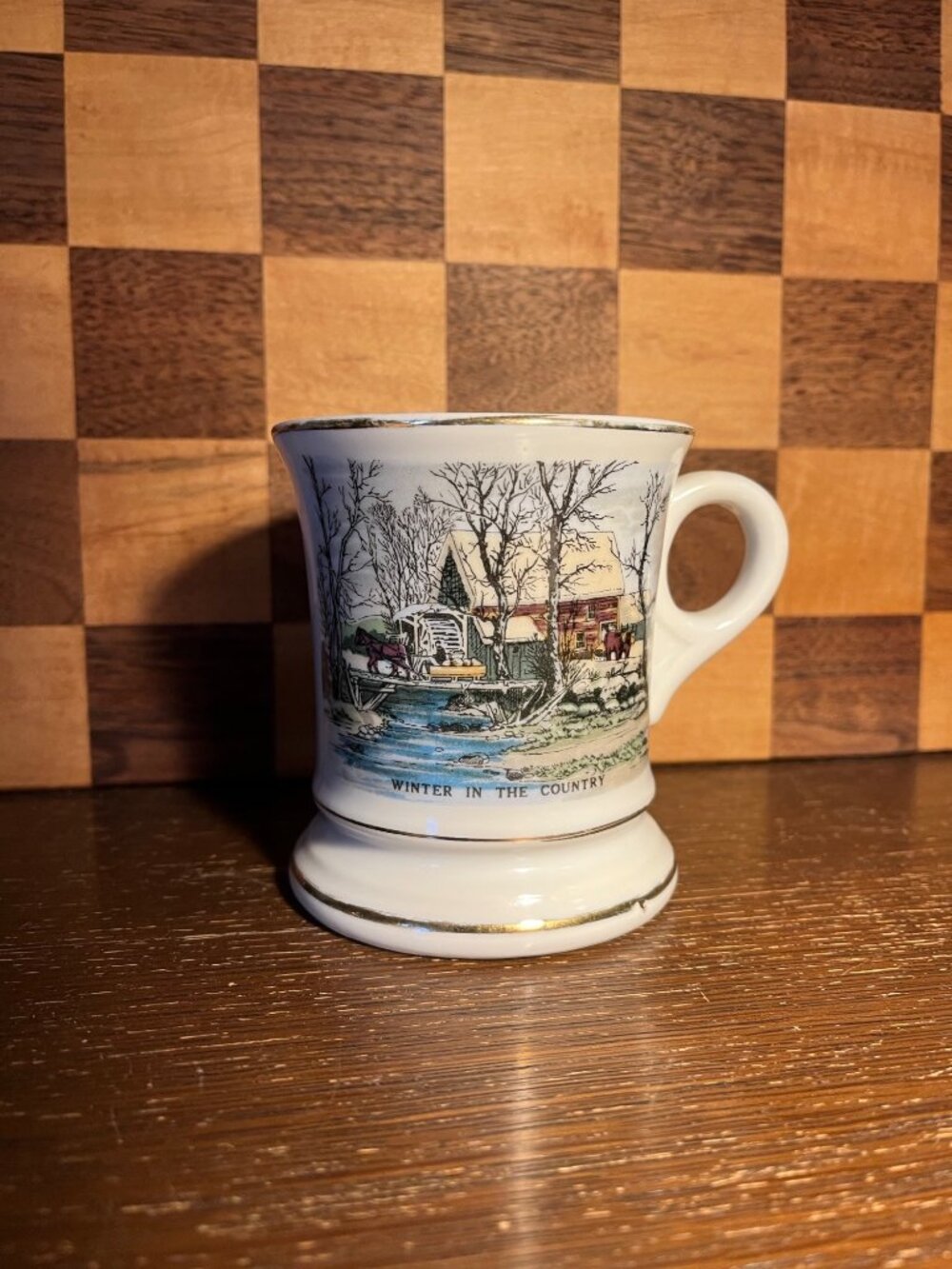 Currier and Ives Mustache Cup